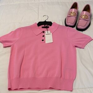 Zara pink polo knit top new with tags size L